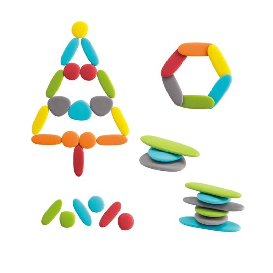 edx education Junior Rainbow Pebbles - Mini Jar - Earth Colors - Sorting and Stacking Stones - Math Manipulative - For Ages 18M+