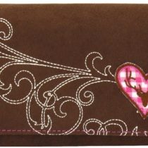Friedrich|23 Damen-Überschlagbörse, Bavaria, Velvet, Braun/rosa Coin Pouch, 17 cm, Brown (Braun/Rosa)