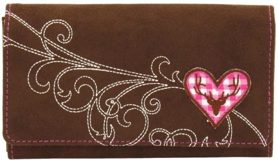 Friedrich|23 Damen-Überschlagbörse, Bavaria, Velvet, Braun/rosa Coin Pouch, 17 cm, Brown (Braun/Rosa)