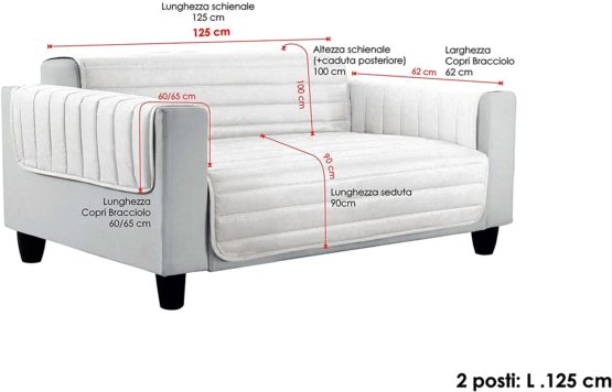 ELEGANT quilted sofa cover Doubleface, Red/light grey 2 places, 100% microfiber - Image 4