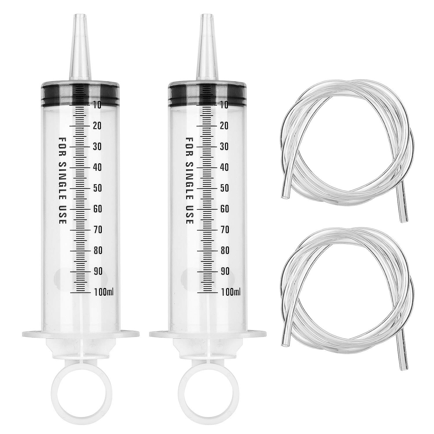 Hyber&Cara 100ml Syringe with 100cm Tube, Large Plastic Measuring Syringe for Fluid Oil Suction Nutrient Measuring, Refilling
