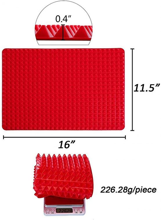 2022 Silicone Pyramid Baking Cooking Mat Diamond Chef Tray Oven Non-Stick Value Pack Red, Reducing Healthy Heat-Resistant for Grilling BBQ 15.1 X 10.6Inch (1 Pack Red Mat) - Image 4