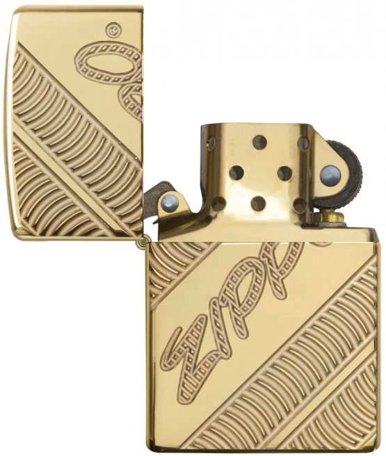 Zippo Unisex's Armor Coiled Windproof Pocket Lighter, High Polish Brass, One Size - Image 4