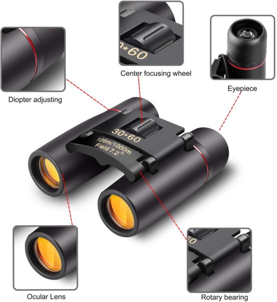 ANDSTON 30 x 60 Small Binoculars Compact for Adults Kids, Mini Binocular for Bird Watching Traveling Sightseeing, Lightweight Pocket Folding Binoculars for Concert Theater Opera - Image 3