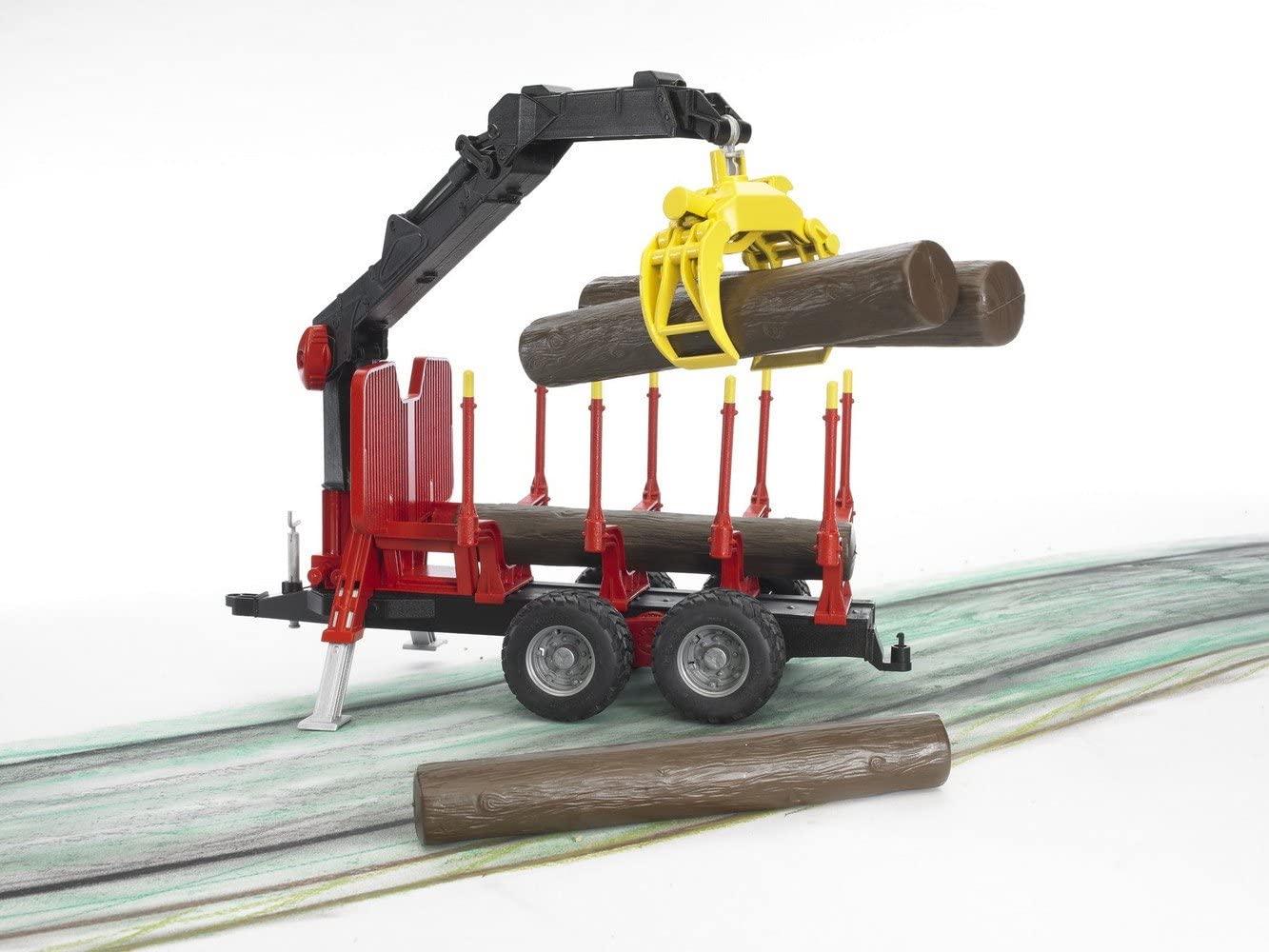 Forestry Trailer with Loading Crane, Grab and 4 Trunks, Multicolor, Small - Image 4