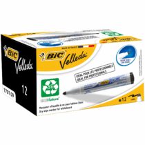 Bic Velleda 1701 Ecolutions Whiteboard Pens, Dry Erase Pens for School Whiteboards, Black Ink, Box of 12