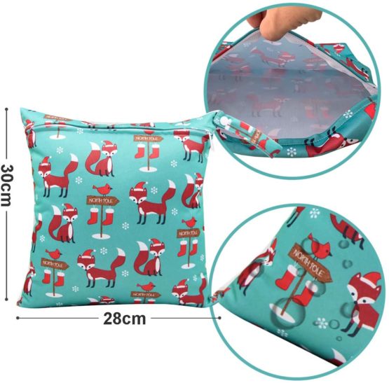 Wet Bag, HOTLIKE Dry Wet Bag, 3 PCS Nappy Bag for Cloth, Diapers Travel Bag Organiser Waterproof Reusable Produce Bags with Handle and Zipper Pocket, Wet Suit Bag for Trip Beach Daycare Gym - Image 3