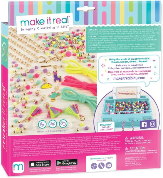 Make It Real – Neo-Brite Chains & Charms. Bracelet Making Kit for Girls and Tweens to Create Unique Bracelets, Tassel Charms, Gold Chains, and More - Image 2