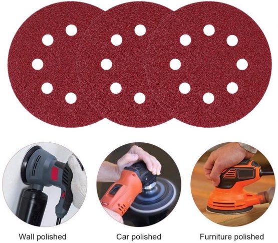 Maveek 50 Pieces 8 Holes Sanding Discs 80 Grit 5 inch Hook and Loop Sandpaper Assortment for Random Orbital Sander - Image 4