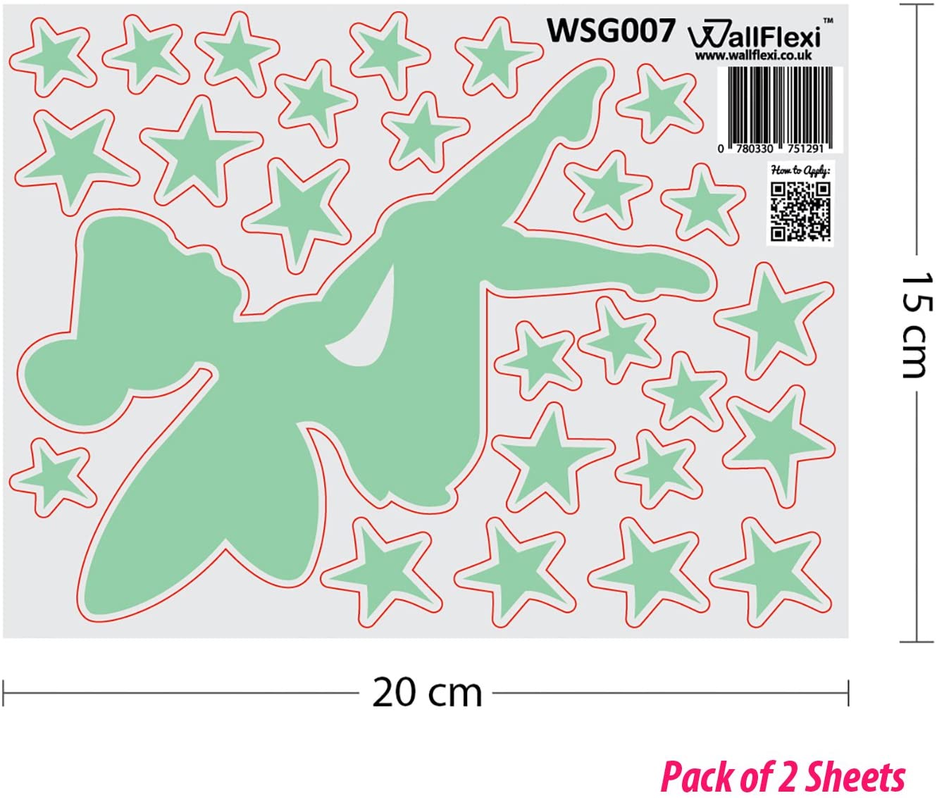 Walplus Glow in Dark Fairy Wall Sticker, Vinyl Multi-Colour, 21 x 14.8 x 5 cm - Image 3