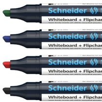 Schneider Board/ Flip Chart Marker 293 4 Pack of Black, Red, Blue, Green, Refillable 1 + 4 mm