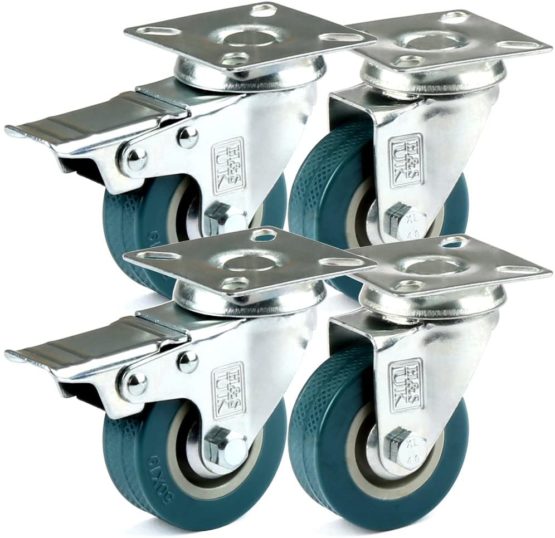 H&S 4 Castor Wheels Heavy Duty 50mm Swivel Trolley Furniture Caster with Brakes
