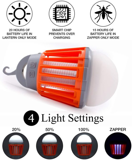 Hapop Mosquito Repellent Lamp Camping Lantern + Bug Zapper,Portable IPX6 Waterproof Mosquito Killer Lantern,Retractable Hook,USB Rechargeable LED Lantern and Flashlight,Camping equipment accessories - Image 3