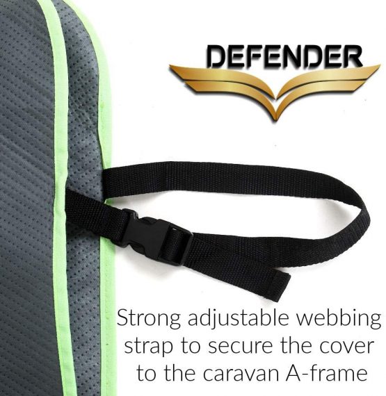 Caravan Defender Tow Hitch Cover Light Grey/Green Universal Towing Accessories Protector Waterproof Trailer Covers with Straps - Image 3