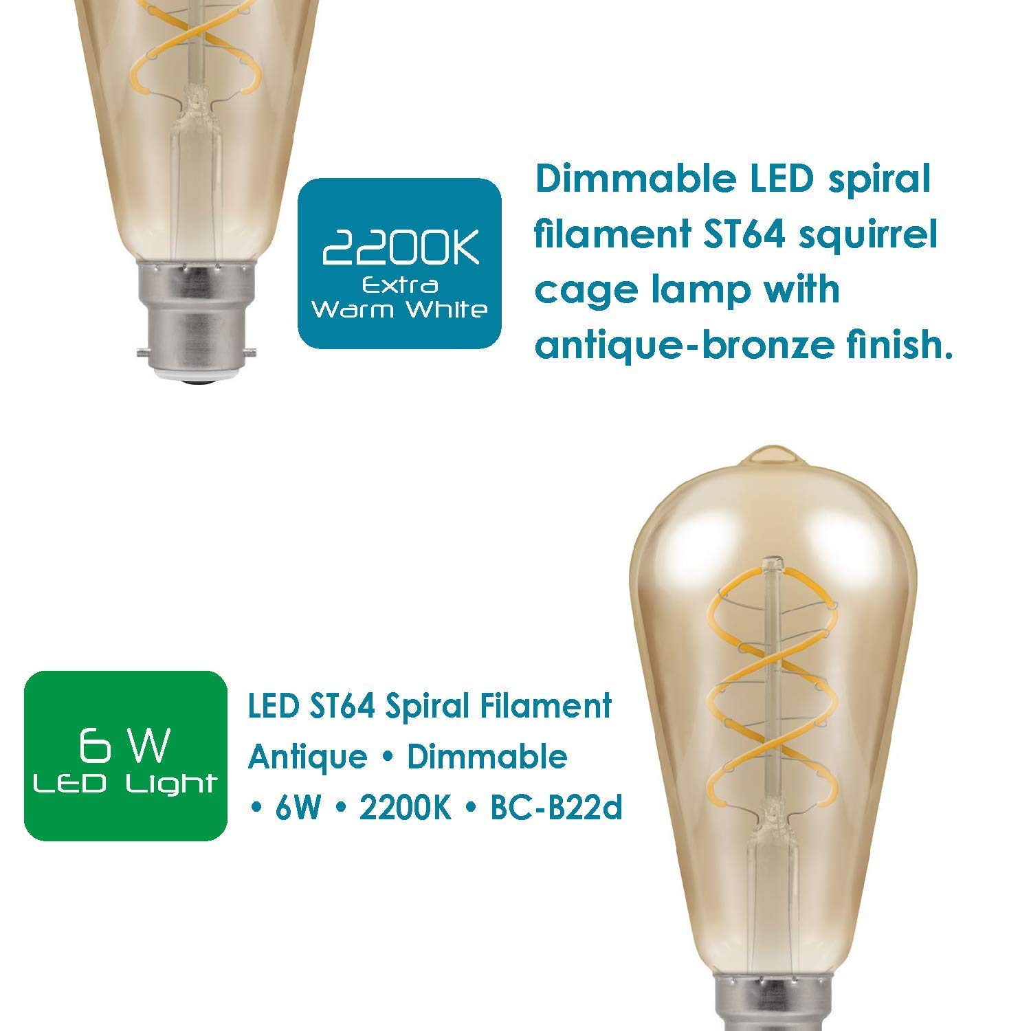 Crompton Lamps 6591 LED Filament Lamp B22 Bayonet Cap, Multicolor - Image 3