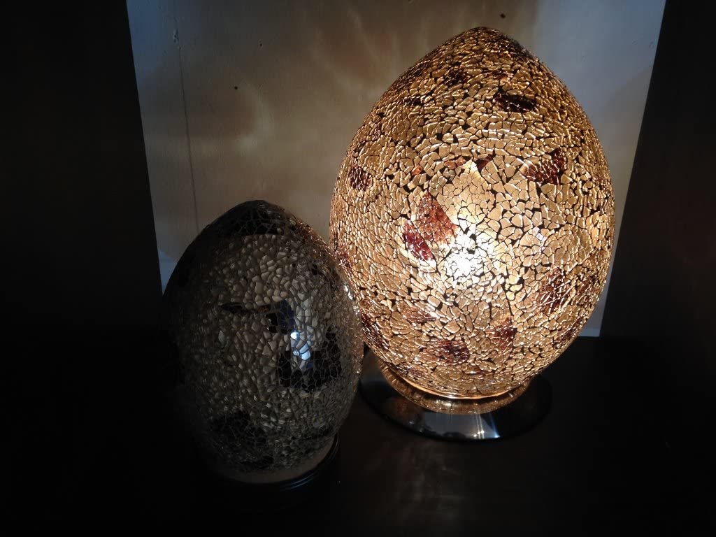 Mosaic Lamp, Glass, Gold Amber, Small, Measures 20cms in height x 14cms in dia. with a base dia. of 11cms - Image 2