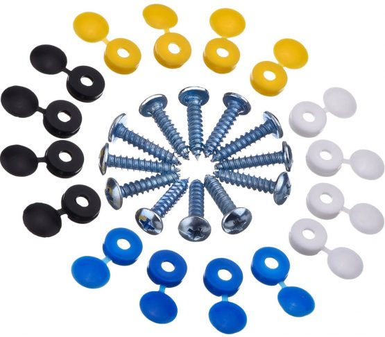 10 Pieces Double Sided Sticky Tape with 16 Set Screws and Caps for Number Plate Car License Plates Fixing Fitting Kit - Image 2
