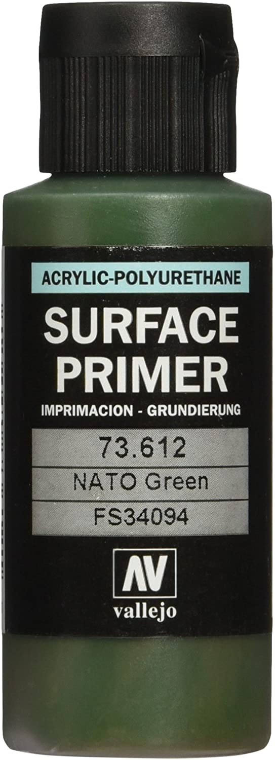 Vallejo Acrylic Primer, NATO Green, Fast-Drying for Airbrush 60 ml, Ideal for Modeling and Miniatures, 60 ml (Pack of 1)