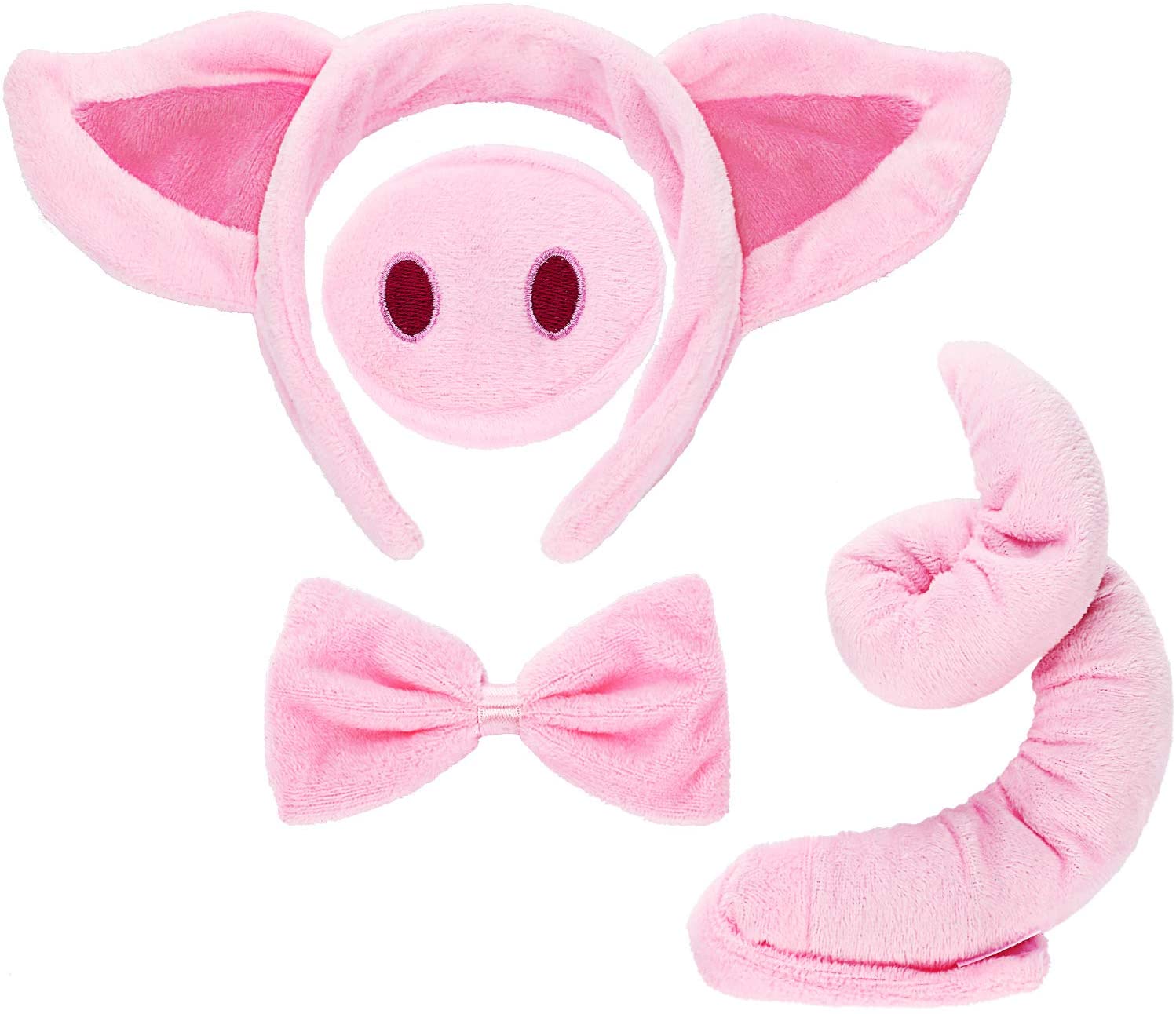 Pig Costume Set Pig Ears Nose Tail and Bow Tie Pink Pig Fancy Dress ...