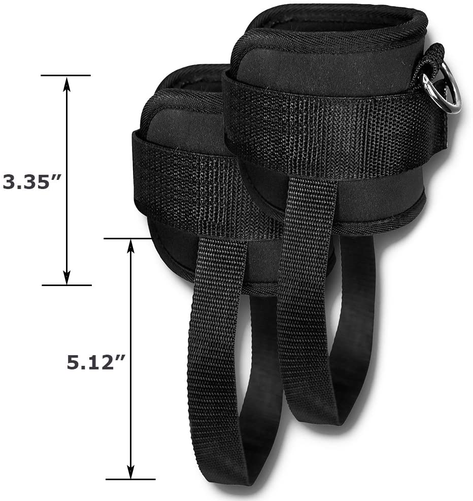 HemeraPhit Exercise Machine Attachment Ankle Cuff Adjustable Ankle Straps Workout Leg Training Bodybuilding Gym Equipment, 1Pair(Black) - Image 2