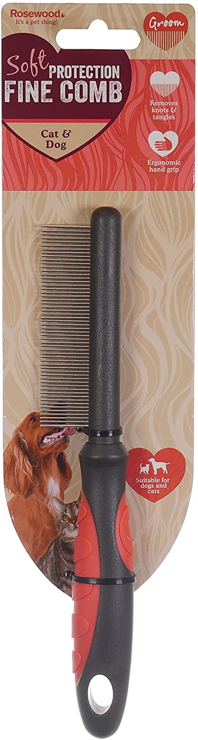 Rosewood Soft Protection Fine Comb for Dogs & Cats, Black - Image 2