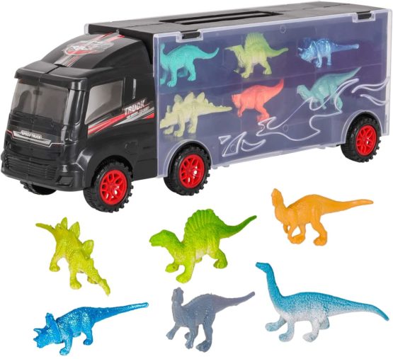 TWFRIC Dinosaur Truck Toy, Dinosaur Car With 12 Mini Plastic Dinosaurs Educational Car Toys for Kids Boys Girls - Image 2