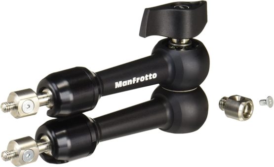 Manfrotto 244MINI Arm Mini with Interchangeable 1/4 inch Attach and 3/8 inch Adapter, black