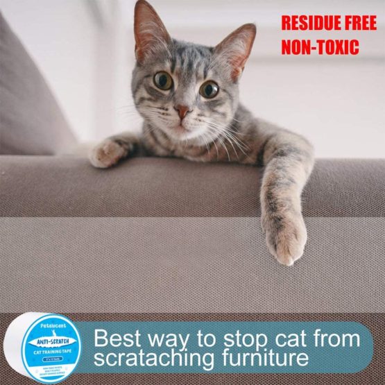 Petslucent Cat Scratch Deterrent Sticky Paws Tape, Cat Furniture Protector Training Tape Anti Scratching, Double Sided Guards for Carpet, Sofa, Couch, Door (Blue- 3''x 15 Yards) - Image 2