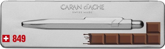 Caran Dache Ballpoint Pen, chocolate with Goliath blue medium cartridge - Image 2