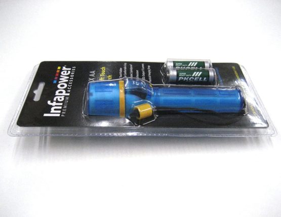 Infapower INFA-F020 Splashproof Soft Touch Rubber Extra Bright F8 LED Torch with Shock Resistance, Blue - Image 2