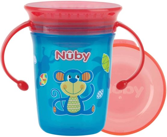 Nûby - 360° Wonder Cup with Handles - Aqua - 240 ml - 6 Months