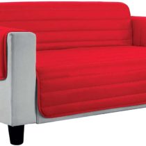 ELEGANT quilted sofa cover Doubleface, Red/light grey 2 places, 100% microfiber
