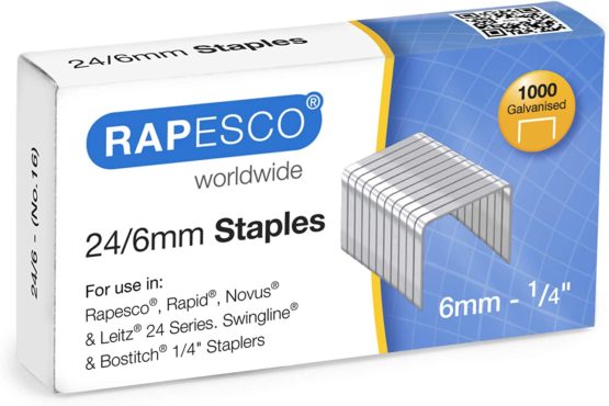 Rapesco S24607Z3 24/6 mm Galvanised Staples, Box of 1,000
