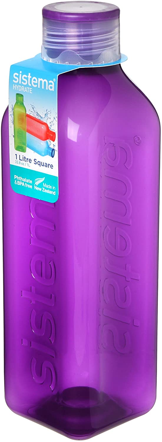 Sistema 890 Square Water Bottle, 1 L Assorted Colours BigaMart