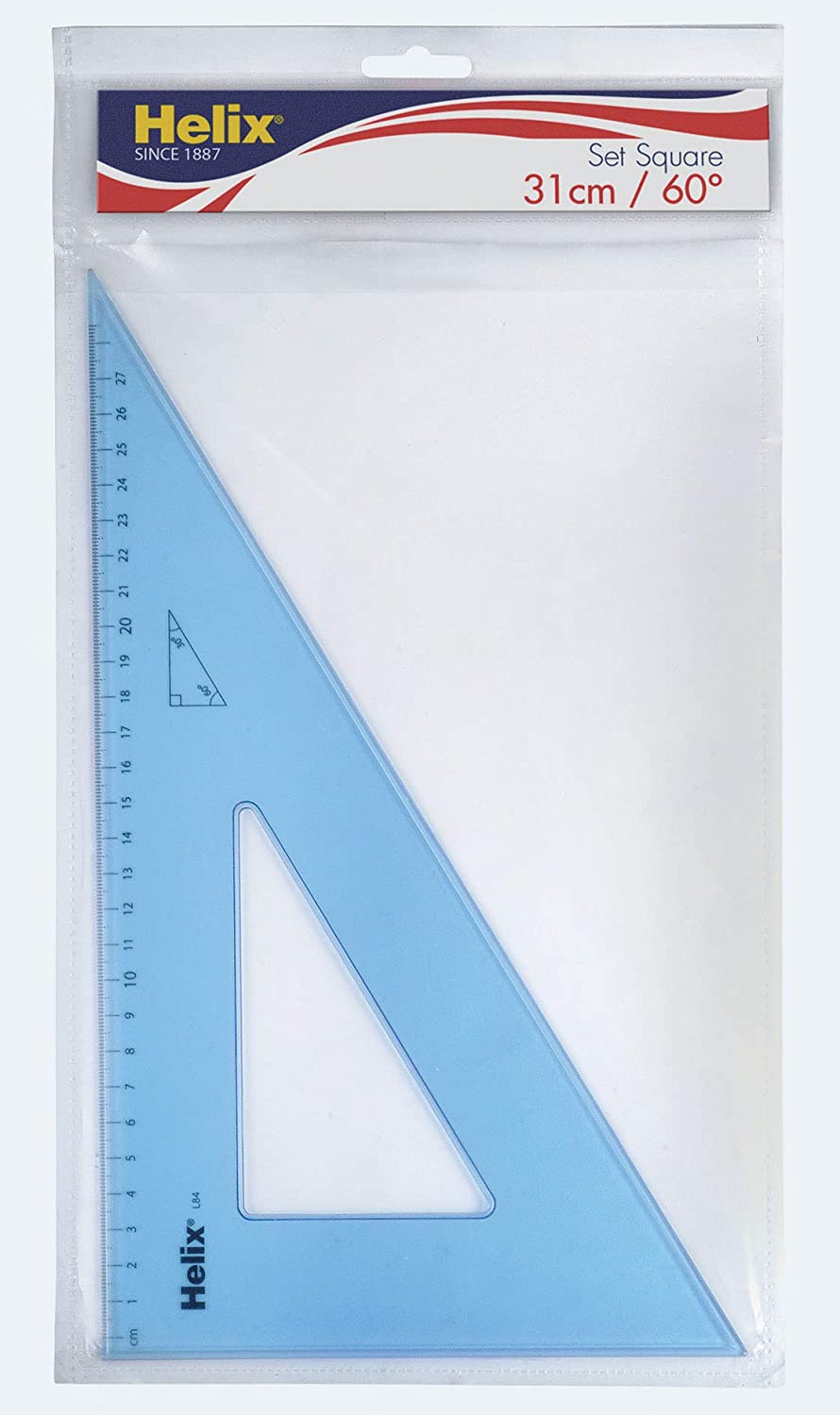 Helix 31cm 60 degree Set Square (Box of 25), Blue, 31 CM 60 DEGREE