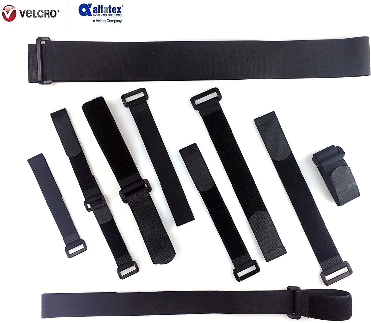 AlfatexÆ 2 x Velcro Cable Ties with Buckle 3cm x 30cm x 2, Black, 3cmx60cm - Image 3