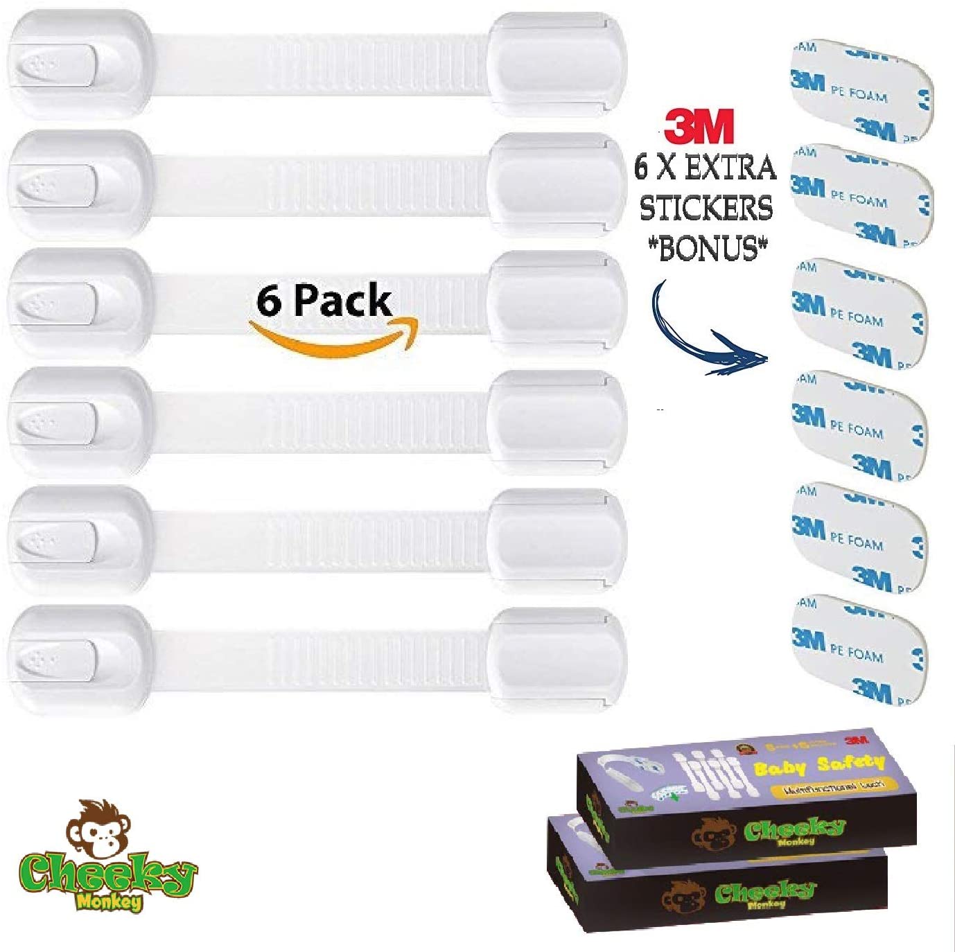 Cheeky Monkey® Cupboard Locks for Children (10 Pack), Baby Proofing Cabinet & Drawer Safety Locks - Image 2