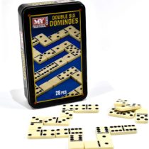 M.Y Classic Double Six Dominoes | Classic 28 Pieces Dominoes Set in Metal Tin