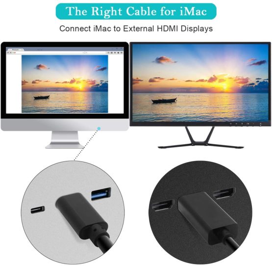 USB Type C(Thunderbolt 3) to HDMI 4K UHD 3M Cable, BENFEI USB 3.1 (USB-C) to HDMI Adapter Male to Male Gold-Plated Cord - Image 2