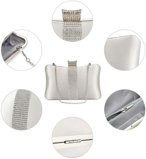 UBORSE Handbag for Women Evening Clutch Bag Rhinestones Bridal Purse Prom Party Wedding Tote Bags - Image 4