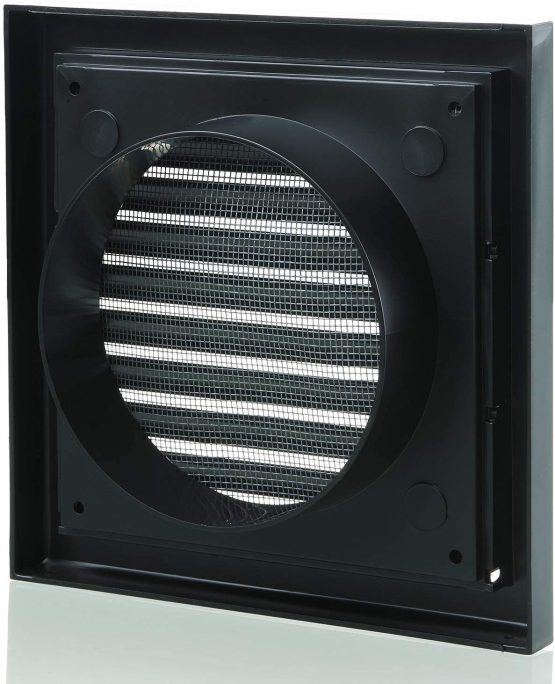 100 mm Plastic Louvred Wall Vent Grille 4 Inch Black Ceiling Extractor Fan Bathroom Cover with Flyscreen For Internal Or External Use Tumble Dryer Ventilation House Fans Hydroponics - Image 2