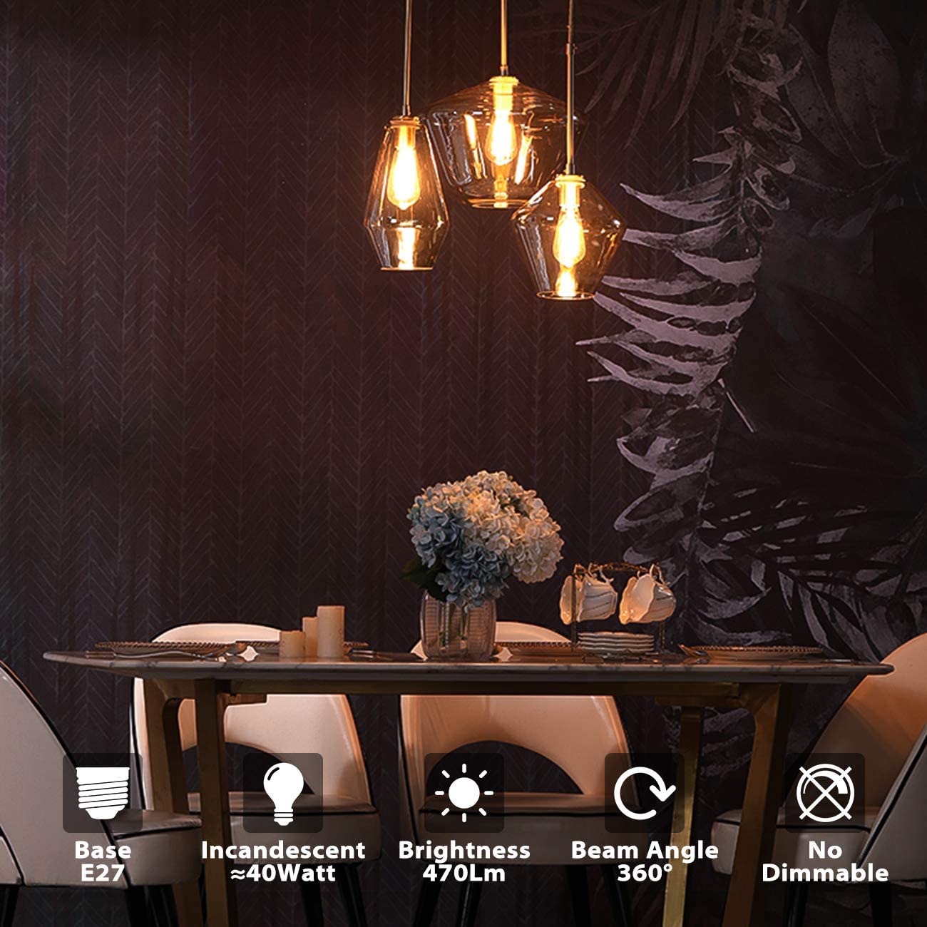 LVWIT 4W Edison Screw Bulb,E27 Vintage Light Bulbs 40W Equivalent,470LM,2700K Warm White E27 GLS Bulb,ST64 Squirrel Cage Bulbs,220-240v,Non-dimmable (6 PCS) - Image 2