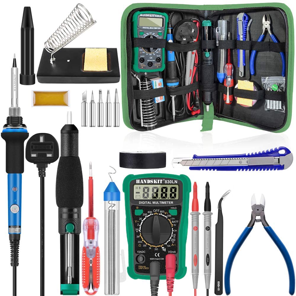 Soldering Kit,Soldering Iron with Multimeter,NO-Soldering Welding Tools/Cutter/Solder Wire/Solder Iron Tip and PU Tools Bag