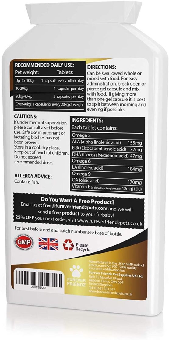 Fish Oil Omega Supplements for Dogs and Cats - 120 Softgels for Pets - Great for Itchy Dry Skin, Allergies & Dandruff • Furever Friendz - Image 2