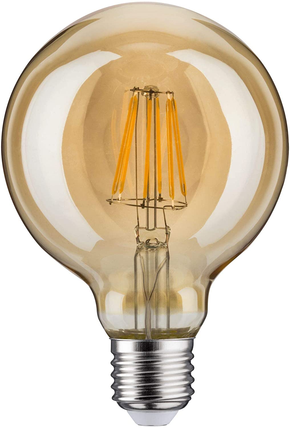 Paulmann 28521 LED Vintage Globe G95 Retro Light Bulb 6 Watt Dimmable Filament E27 Base Filament Gold 1,700 K Gold Light 500 Lumen - Image 2