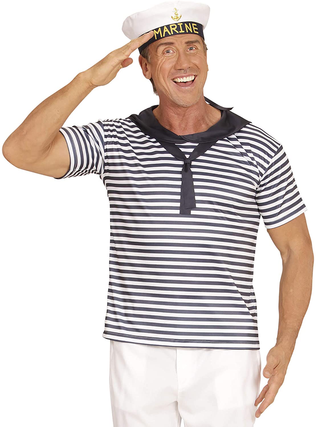 Widmann 03122 ? Adult Sailor Costume (Shirt and Hat), White, M-L