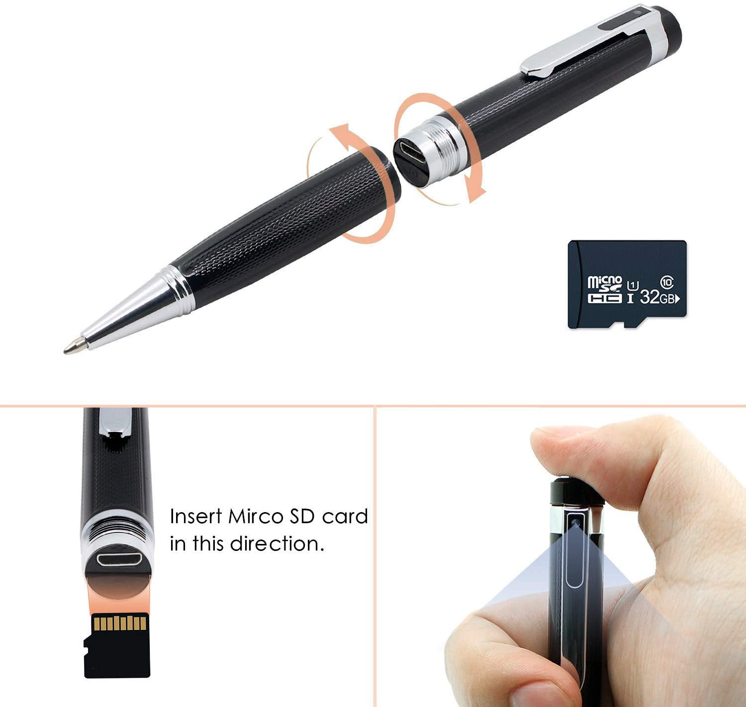 Spy Cameras Pen,Hidden Camera 32GB 1080P HD Mini Portable Pocket Cam Covert Camera Audio and Video Recorder for Business and Conference with Motion Detection - Image 4