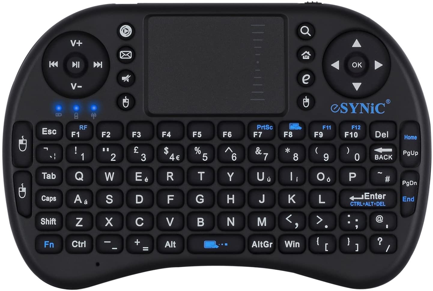 eSynic Upgraded Bluetooth Mini Wireless Keyboard 2.4G XBMC Touchpad Mouse Combo Multi-media Portable Handheld Keyboard for Phone Google XBOX TV HTPC IPTV Raspberry PS5 British Layout-Black