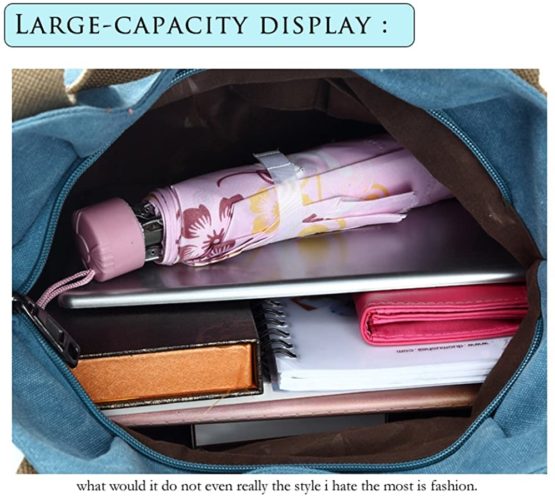 Chikencall Women Ladies Bags Casual Vintage Hobo Canvas Mulit-Pocket Daily Purse Messenger Top Handle Shoulder Large Tote Shopper Handbag Shopping Graffiti European Style Bags - Image 4