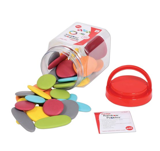 edx education Junior Rainbow Pebbles - Mini Jar - Earth Colors - Sorting and Stacking Stones - Math Manipulative - For Ages 18M+ - Image 3